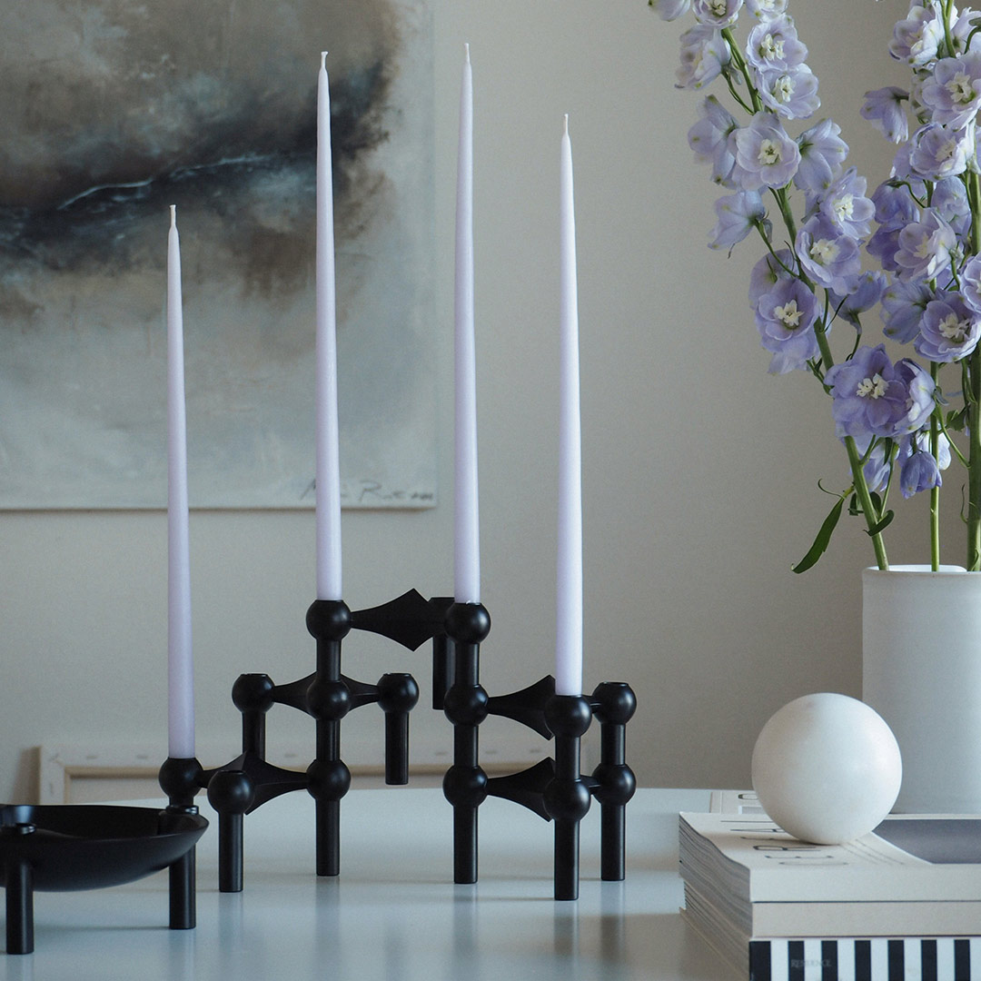 stoff nagel kerzenstaender schwarz candle holder 71917