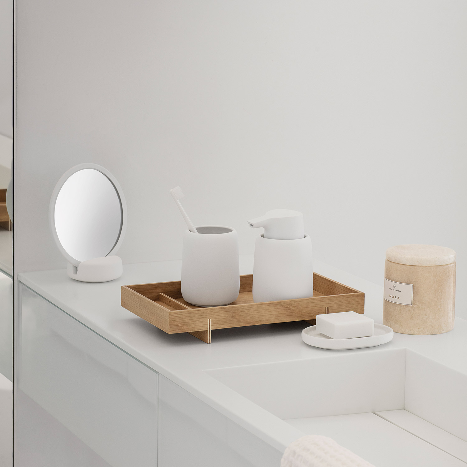 blomus sono kosmetikspiegel weiss bad 82003