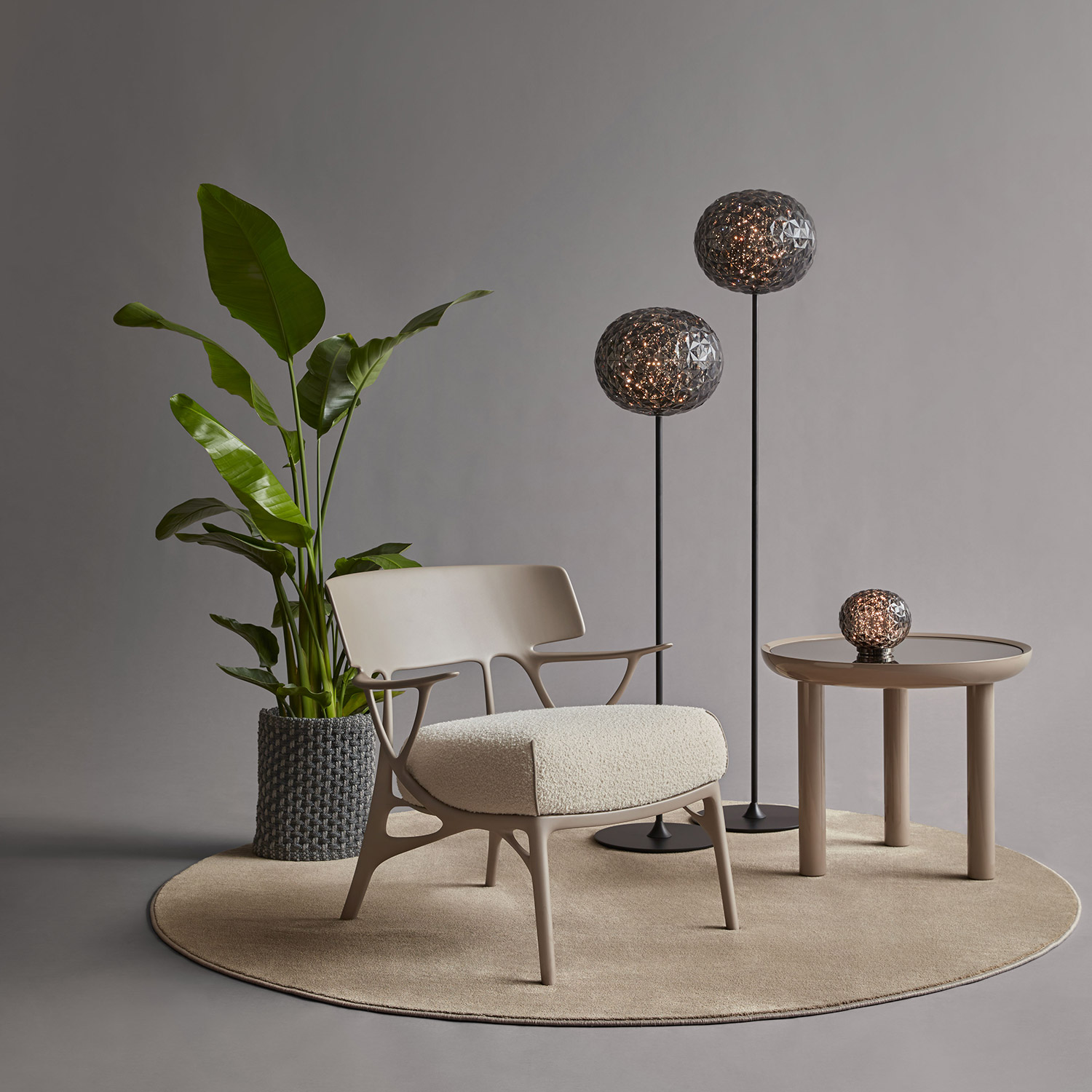 Kartell - A.I. Lounge Bouclé Sessel schwarz-schwarz