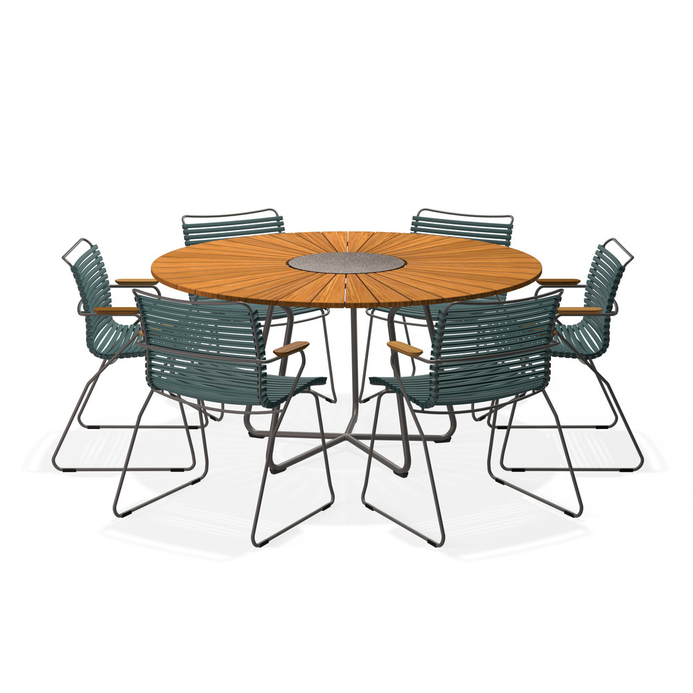 HOUE – Set Circle Ø150 cm + 6x Click Sessel pine green