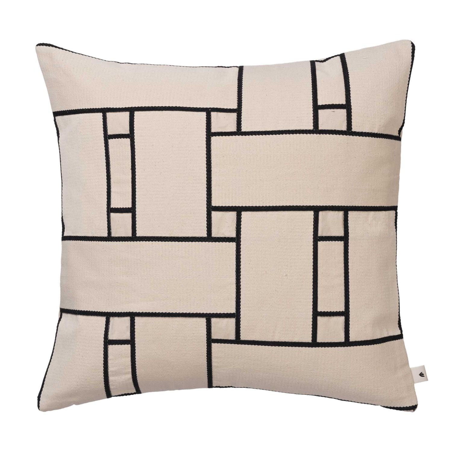 Ferm Living - Lattice Offset Kissen quad. off-white/schwarz