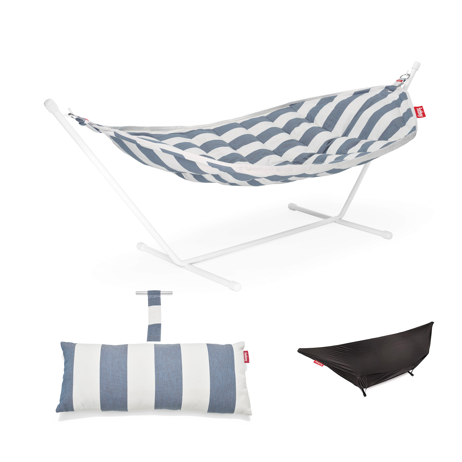 fatboy headdemock superb stripe ocean blue light grey mit kissen 79218