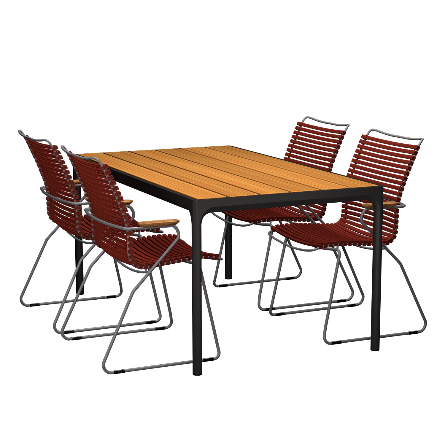 HOUE - Set Four schwarz 160x90 + 4x Click S. hoch paprika