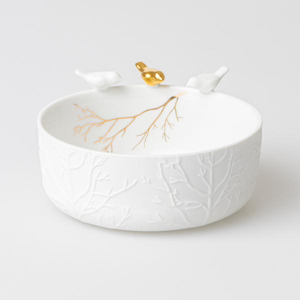 Raeder Design Prozellangeschichten Kleine Vogelschwarm Schale mit Hintergrund 11326 100467