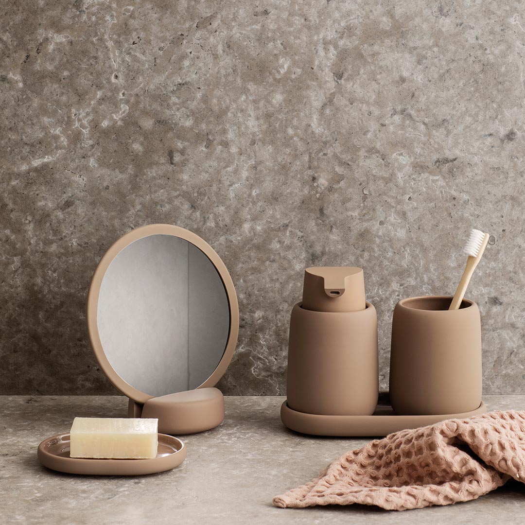 blomus sono kosmetikspiegel tan set 82002