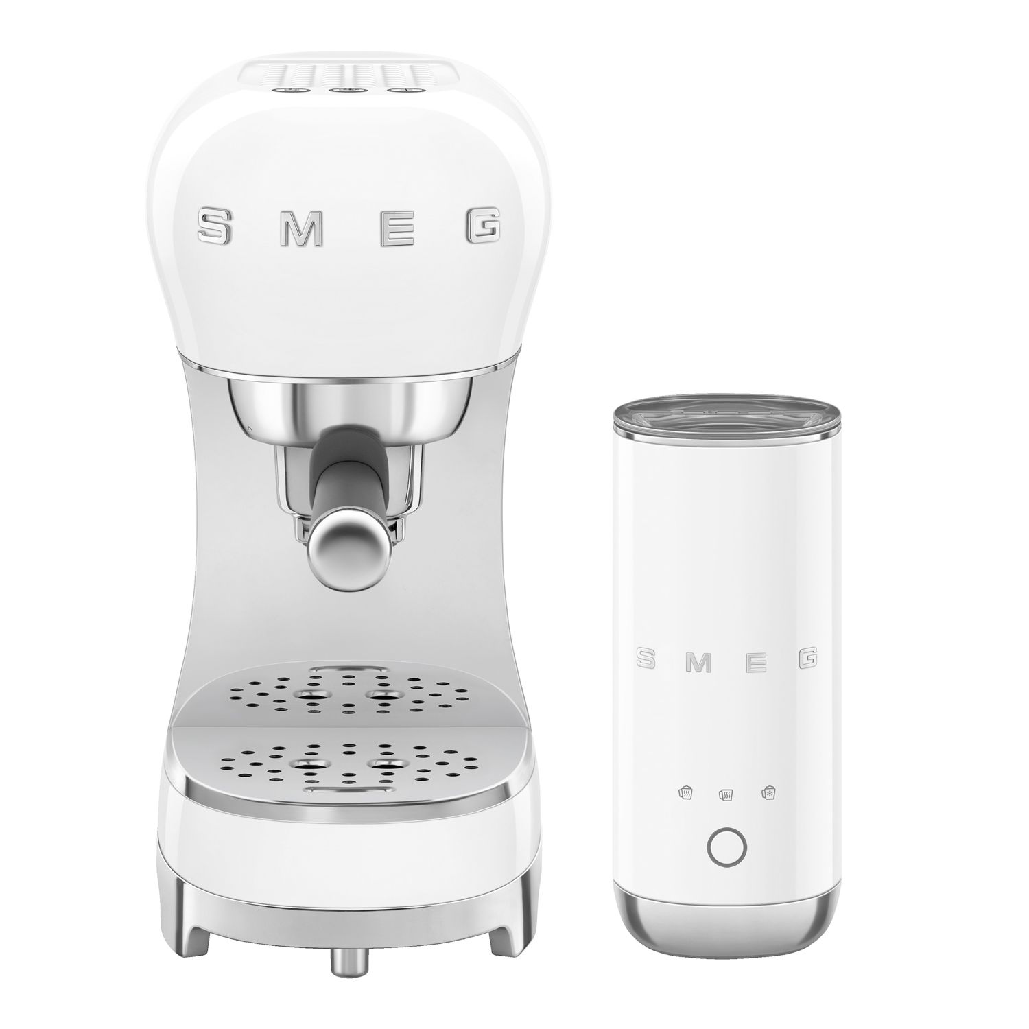 SMEG - Siebträgermaschine und Milchaufschäumer ECF12 weiß