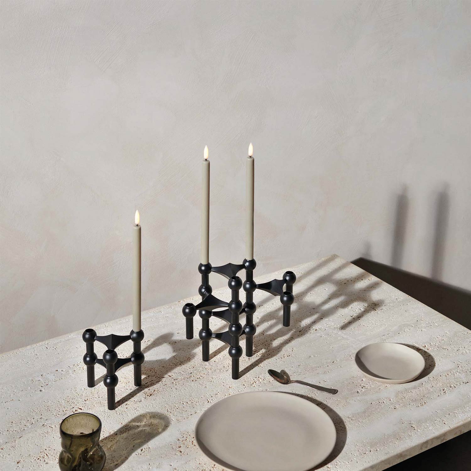 Stoff Nagel LED Kerzen sand ambiente kerzenhalter 86453