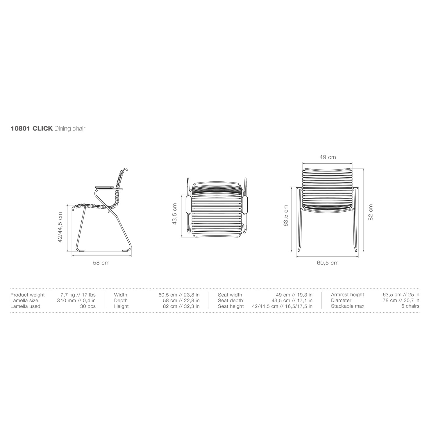 HOUE click dining chair abmessungen 92125