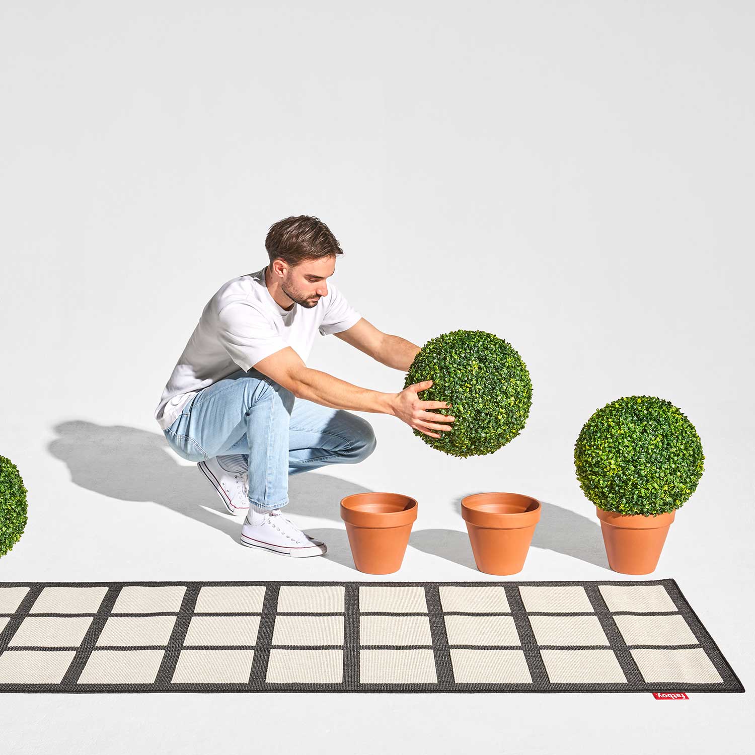 fatboy carpretty catwalk checky black white outdoorteppich 99859