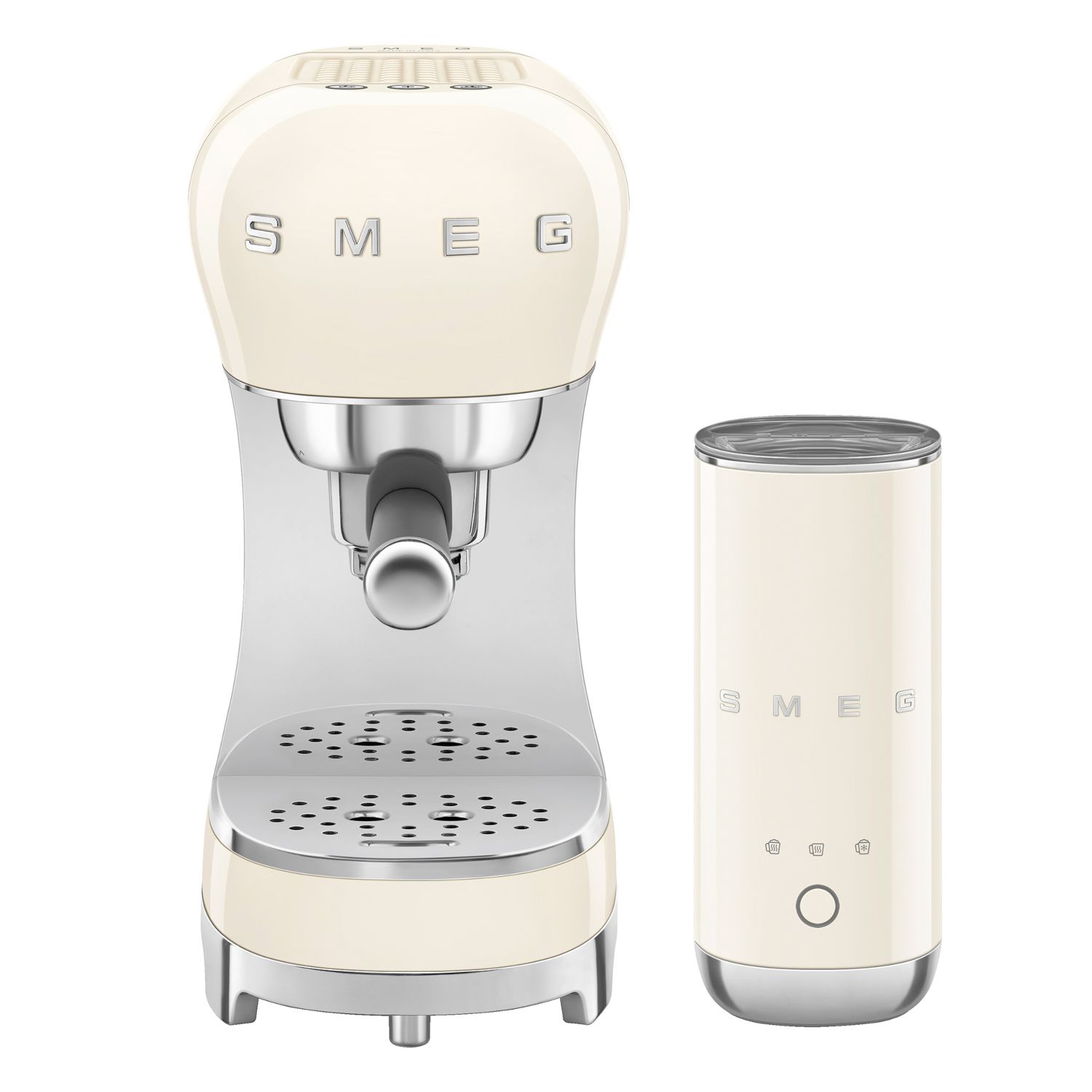 SMEG - Siebträgermaschine und Milchaufschäumer ECF12 creme