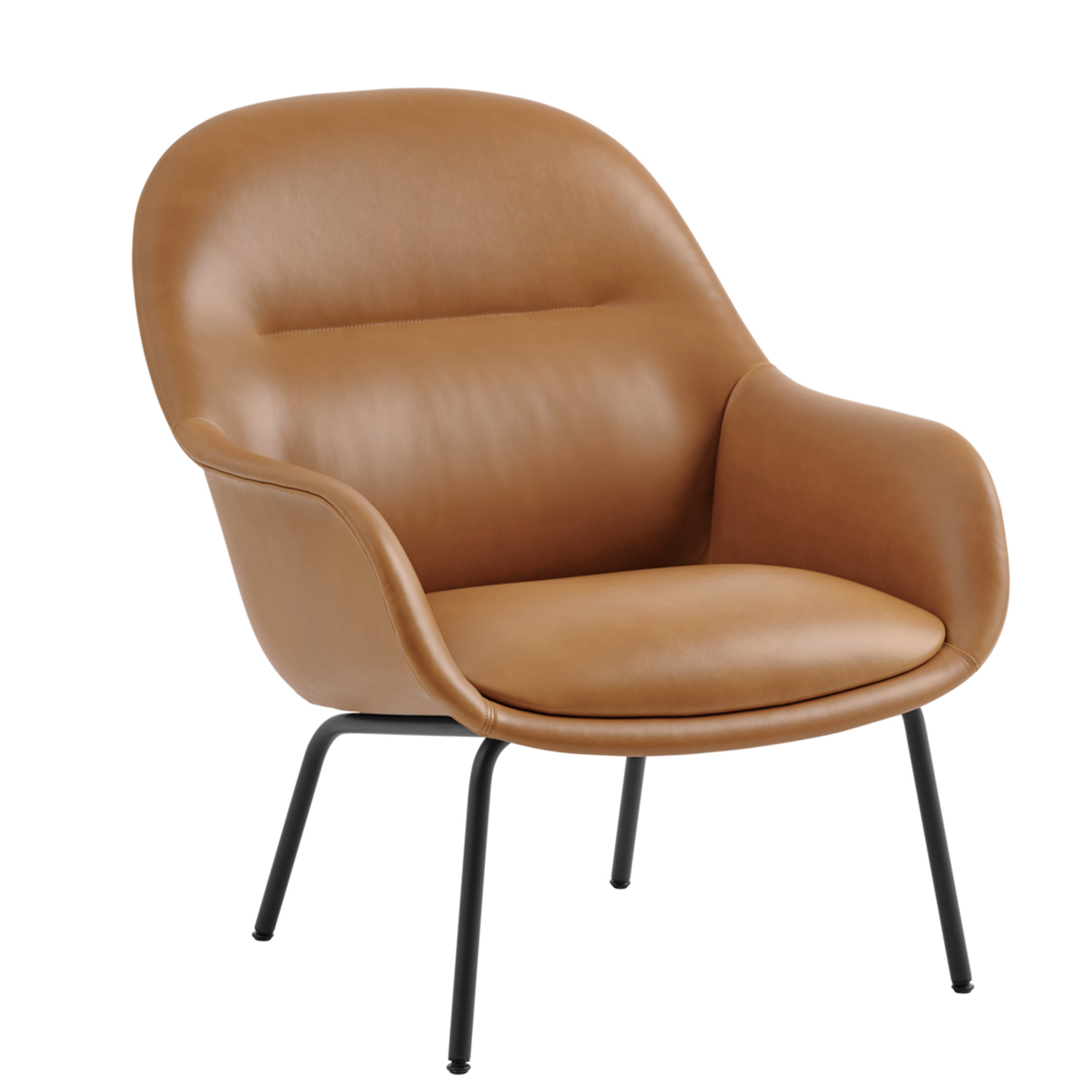 Muuto Fiber Lounge Armchair Tube Base 33551 BLCK COGN 102801