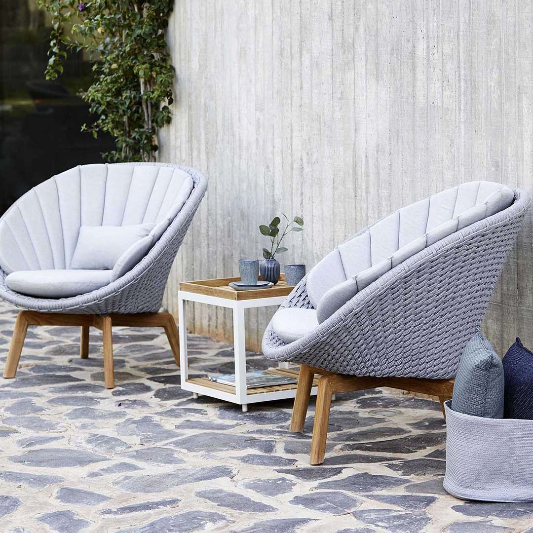 cane line level beistelltisch weiss teak 67193