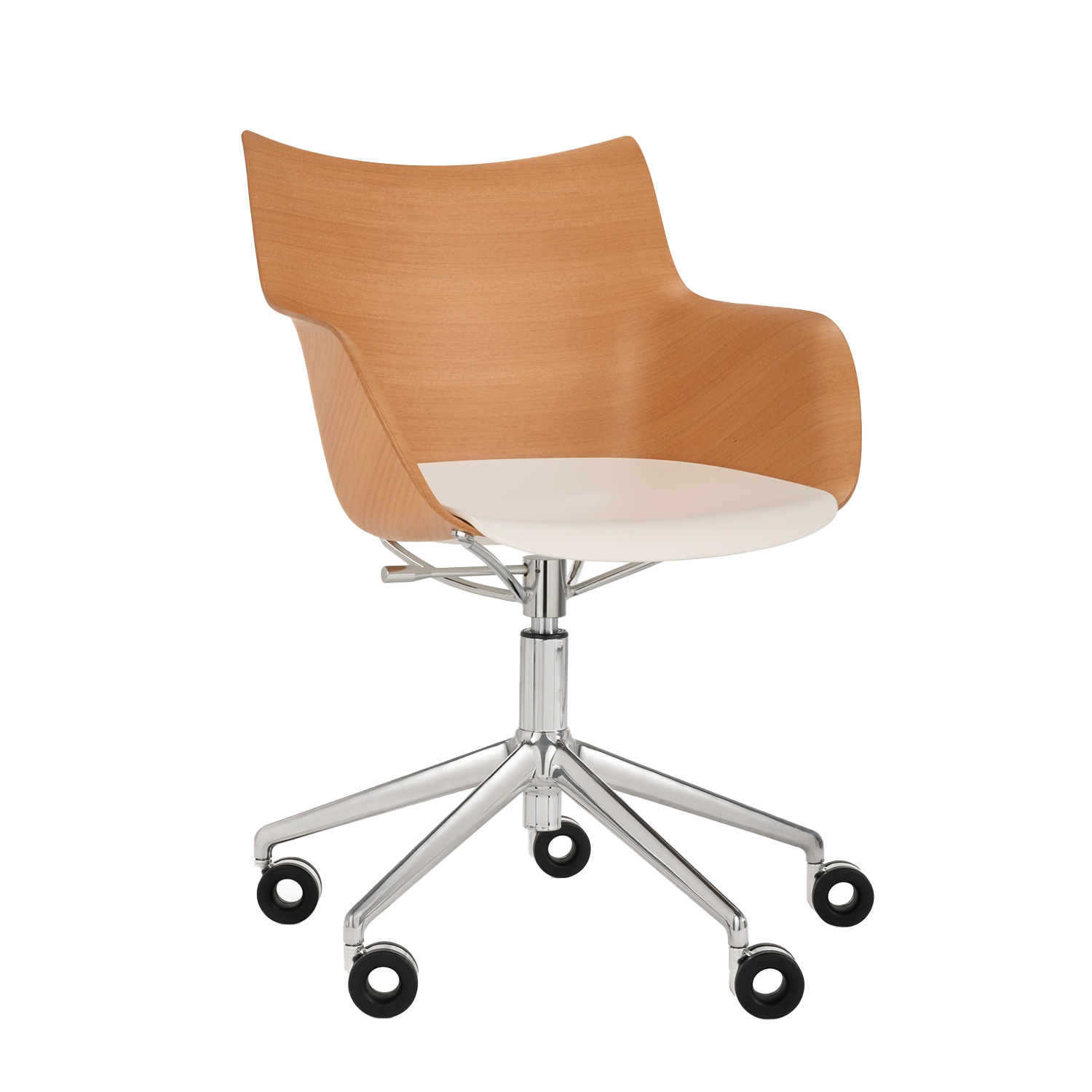 Kartell - Q/Wood Wheels Drehstuhl