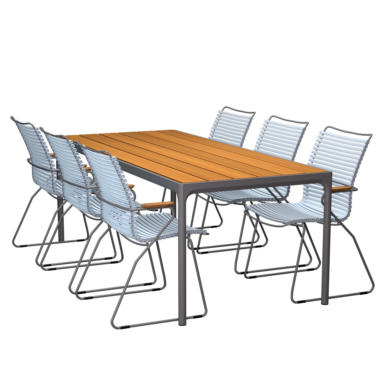 HOUE - Set Four grau 210x90 + 6x Click S. hoch hellblau