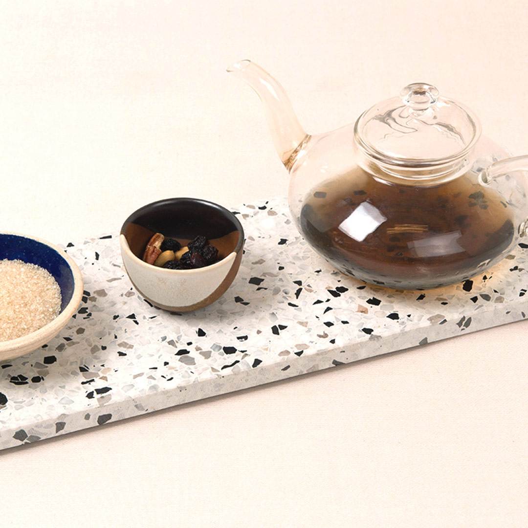 ok design confetti long black white tablett 69699