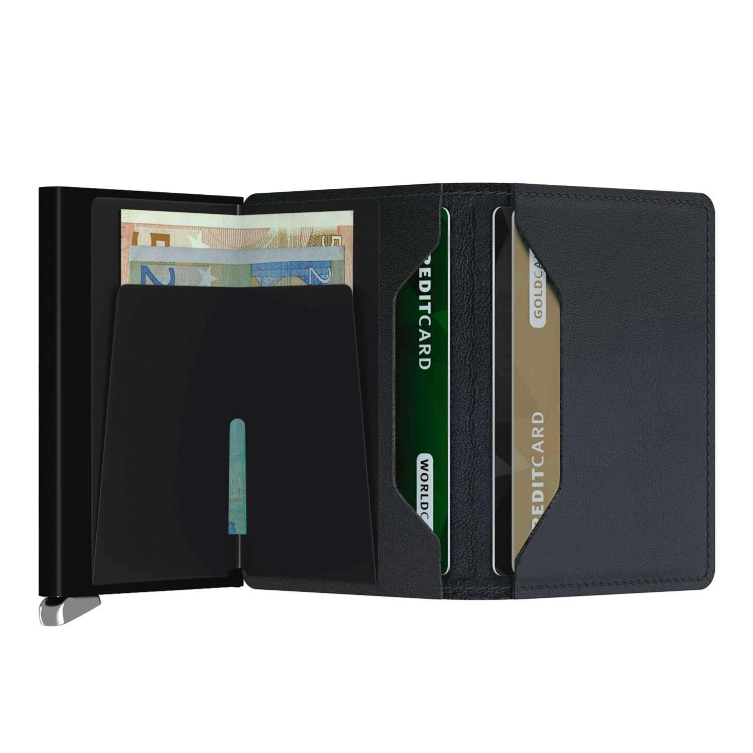 secrid slimwallet Emboss Lines schwarz offen 104916