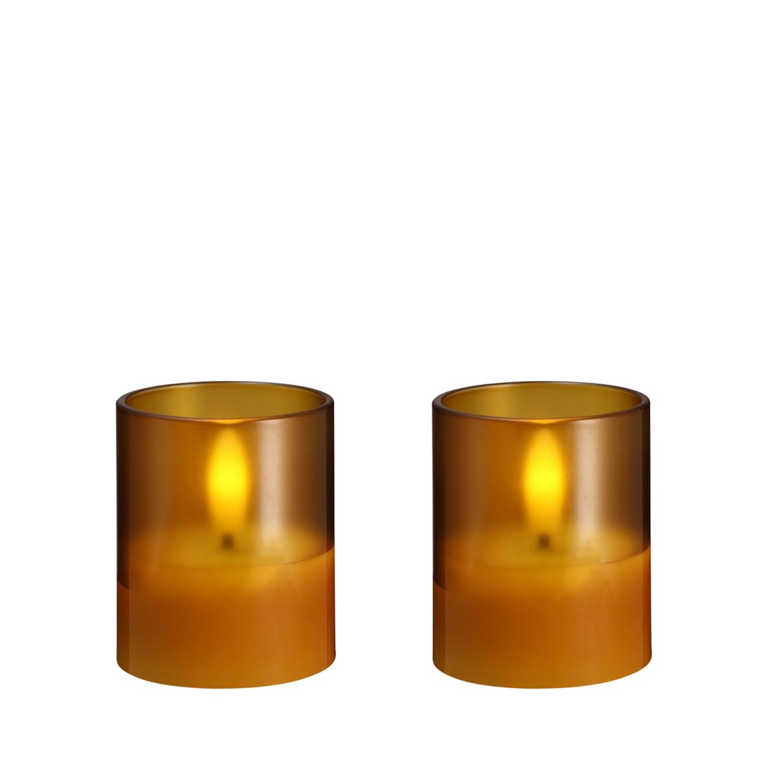 Moods&More - LED-Hurricane-Kerzen 2er-Set honey mustard