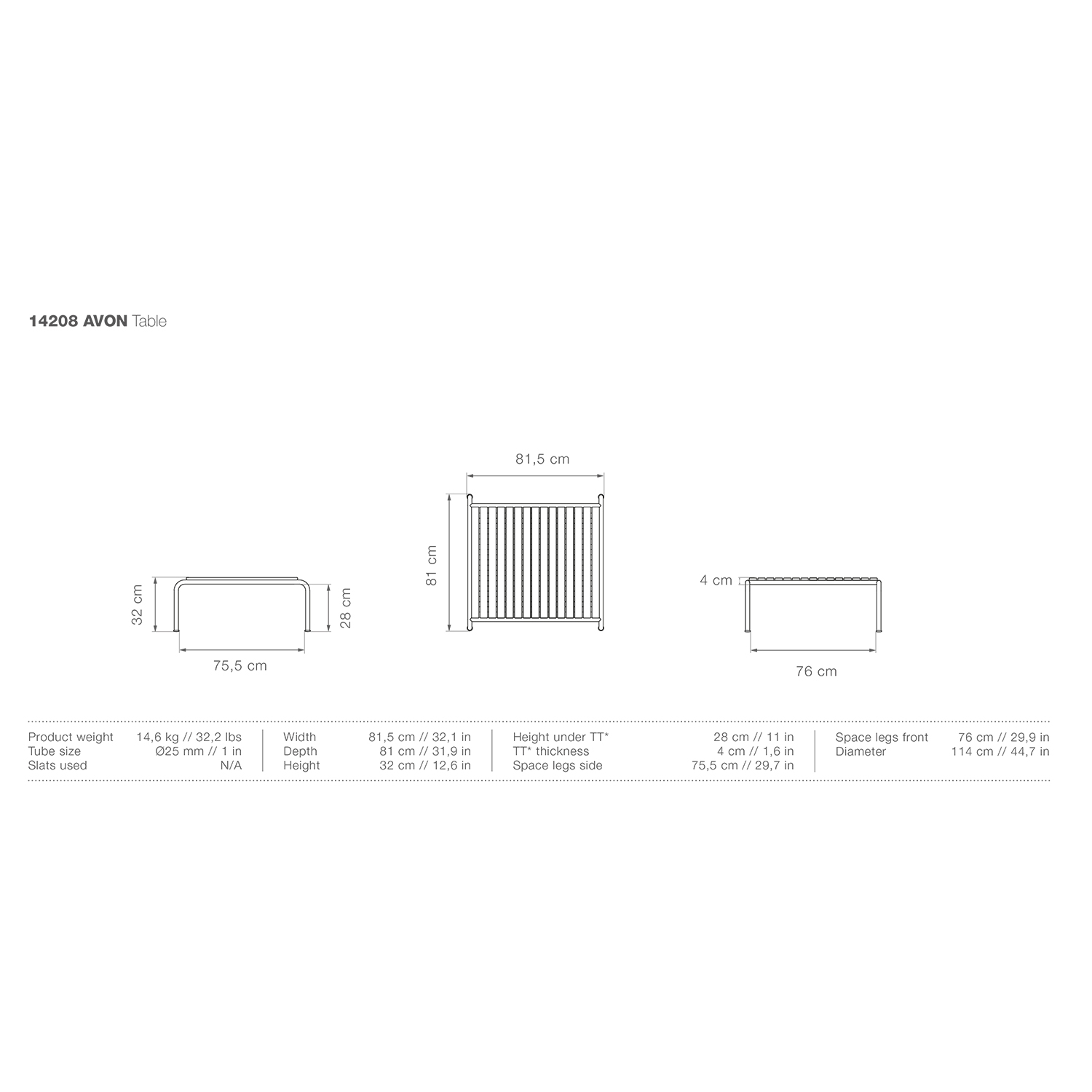 houe avon table thermo ash abmessungen 92736