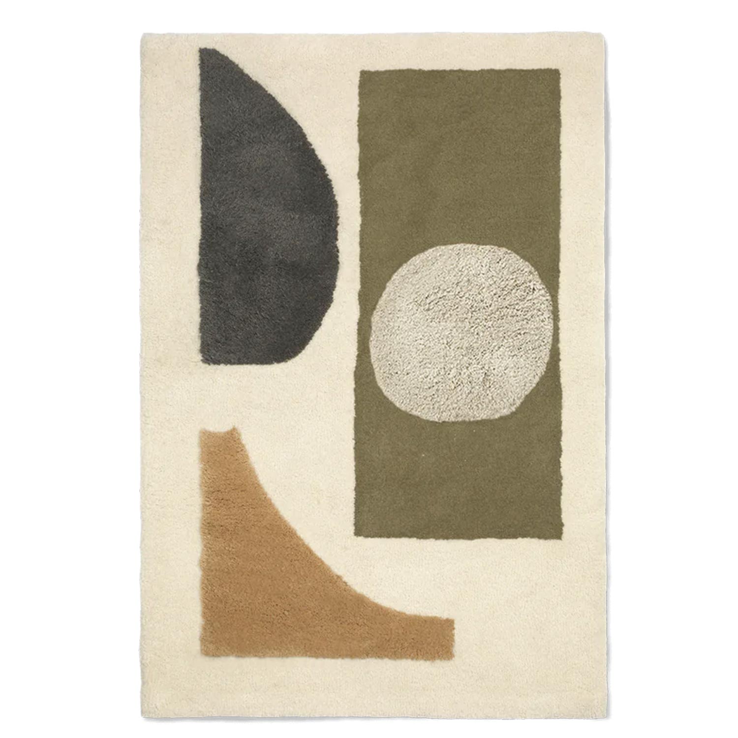 ferm LIVING Bloco Taftteppich Large Green Offwhite 104251