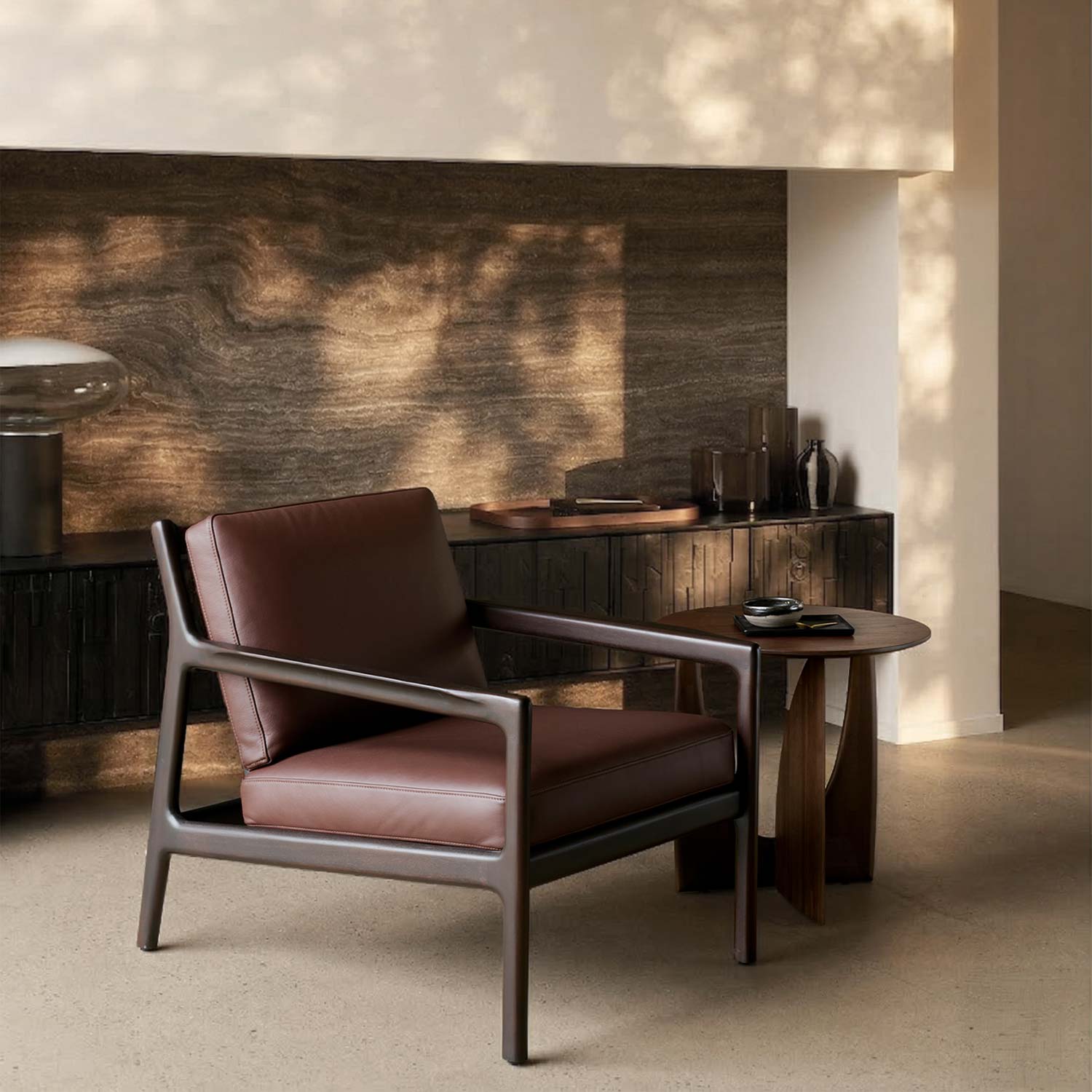 Ethnicraft - Jack Loungesessel Indoor burgund Leder