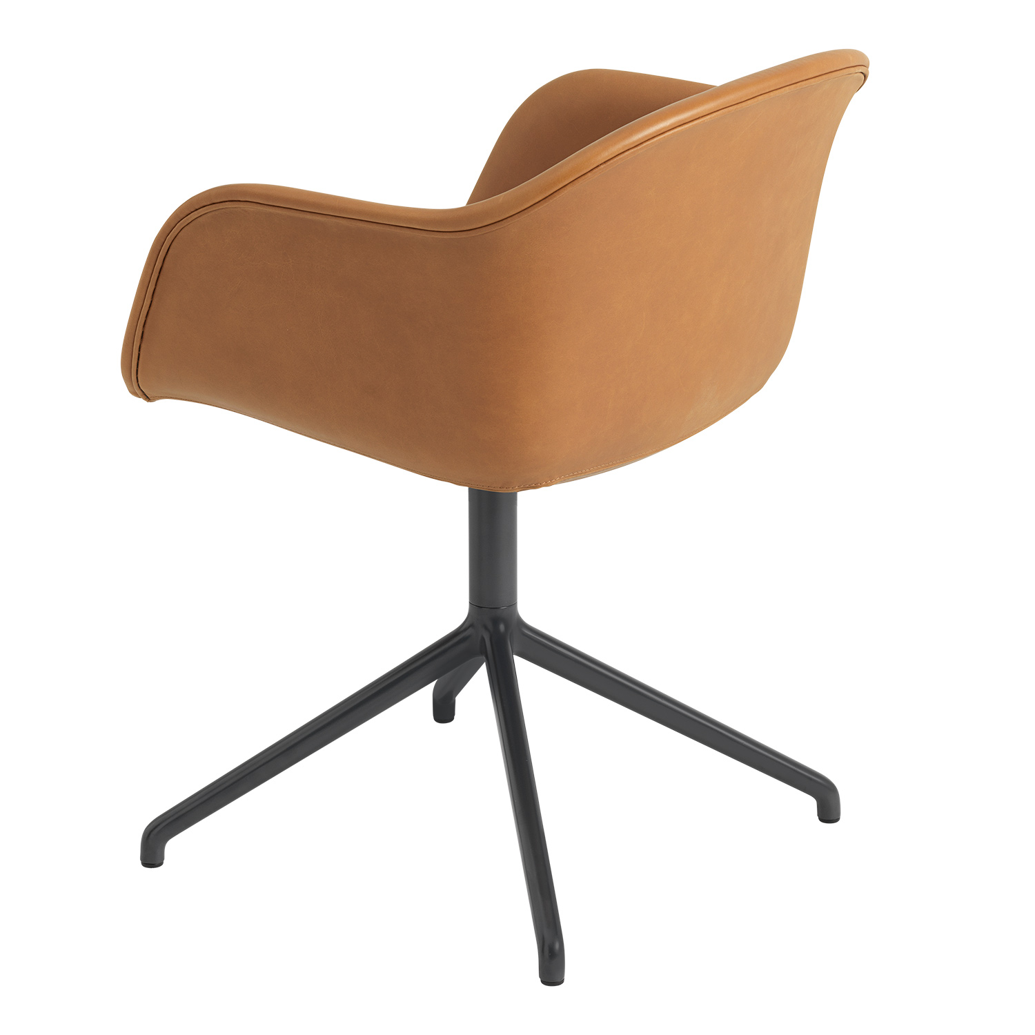 fiber chair drehstuhl leder cognac rueckseite muuto 53806