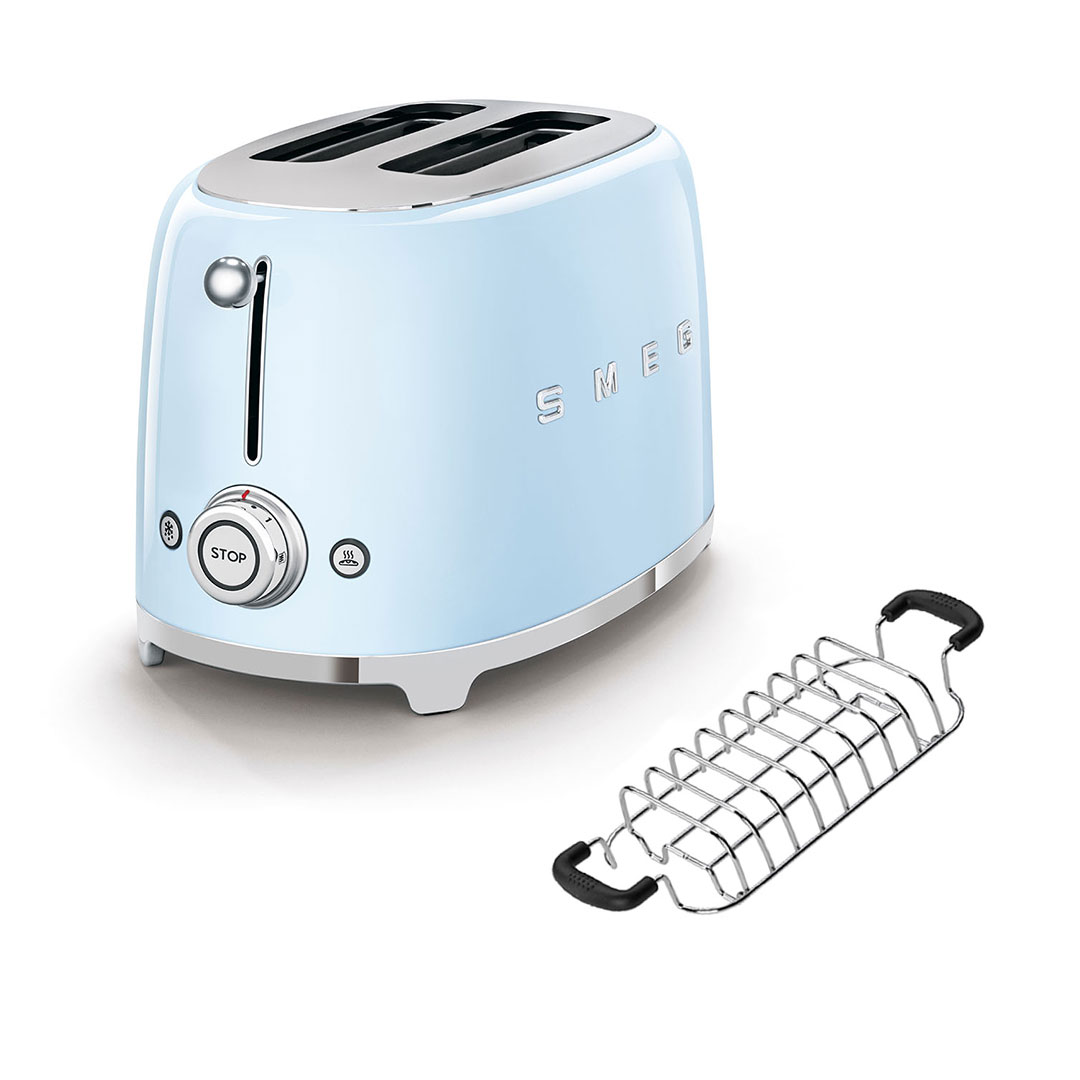 pastellblau smeg toaster broetchenaufstatz set 55399