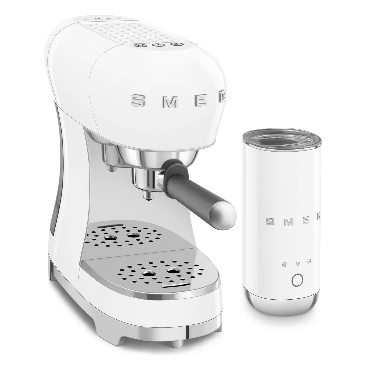 SMEG - Siebträgermaschine und Milchaufschäumer ECF12 weiß