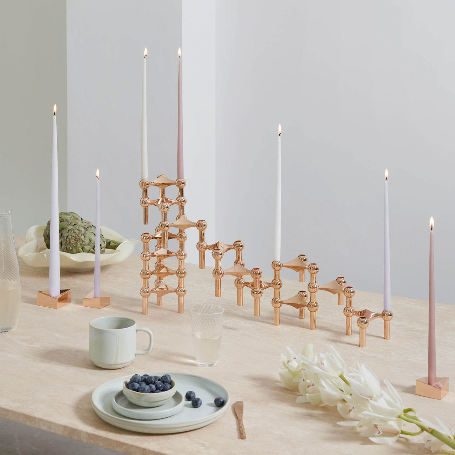 stoff nagel kerzenhalter rose gold ambiente 86417