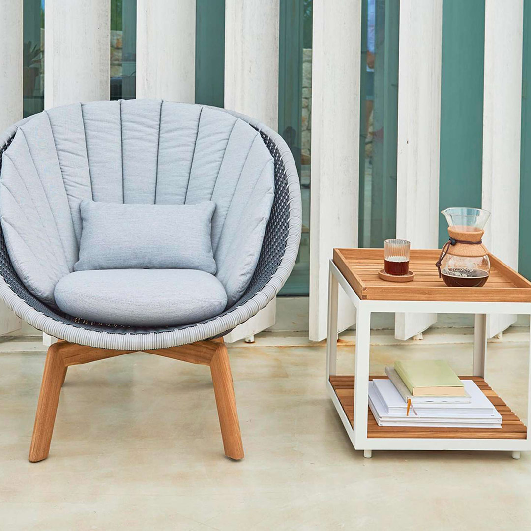 cane line level beistelltisch teak weiss 67191