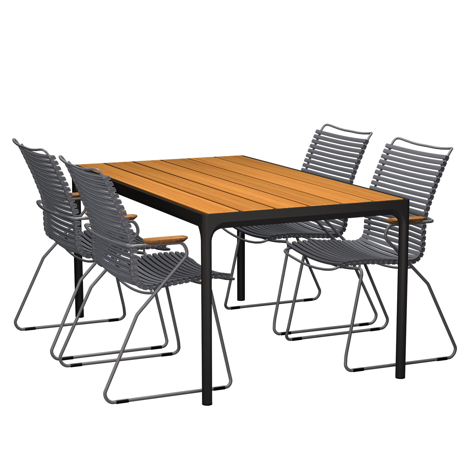 HOUE - Set Four Tisch schwarz 160x90 cm + 4x Click Stuhl