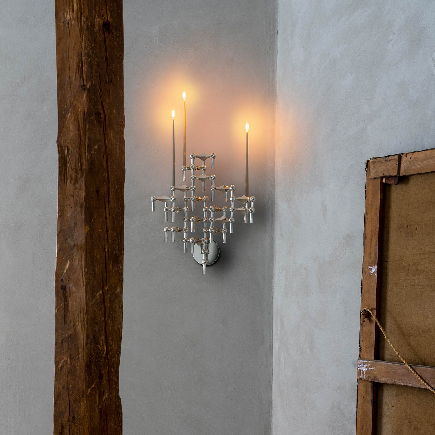 STOFF Nagel - Wandhalterung für Kerzenhalter chrom