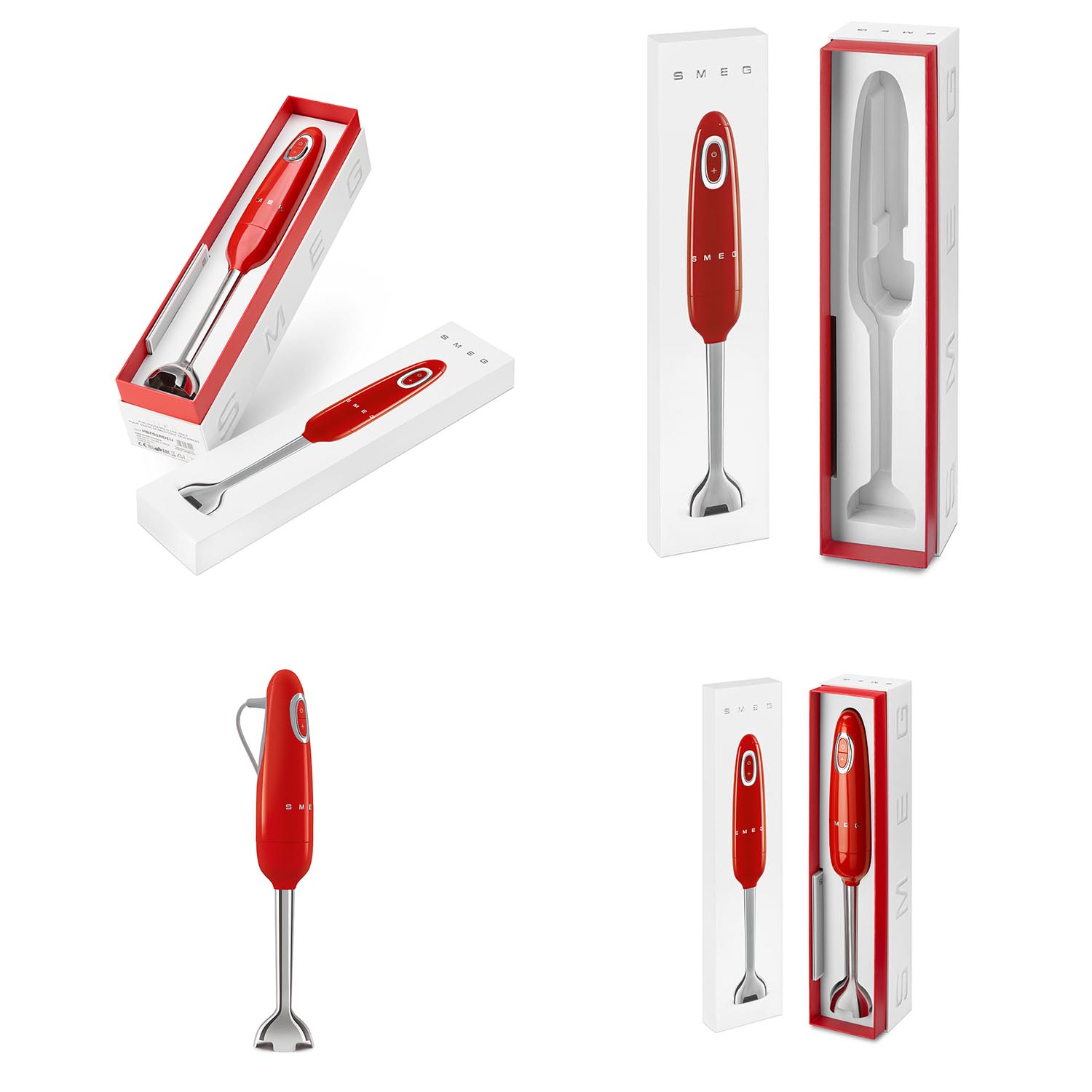 Roter Handmixer im Paket HBF01 SMEG