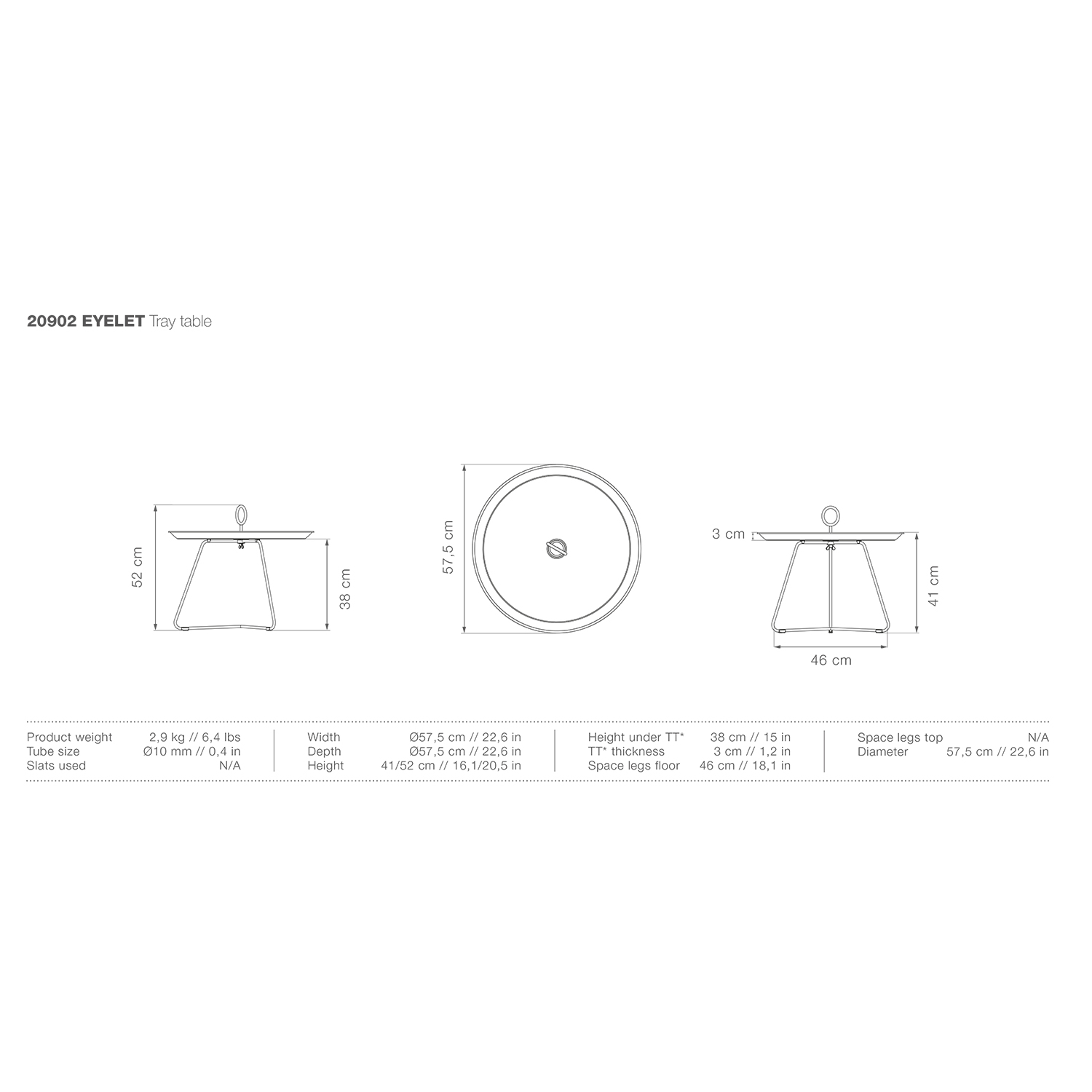 houe eyelet beistelltisch 60cm abmessungen 92585