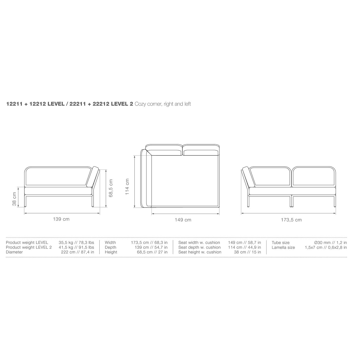 houe level 2 cozy corner abmessungen 93284