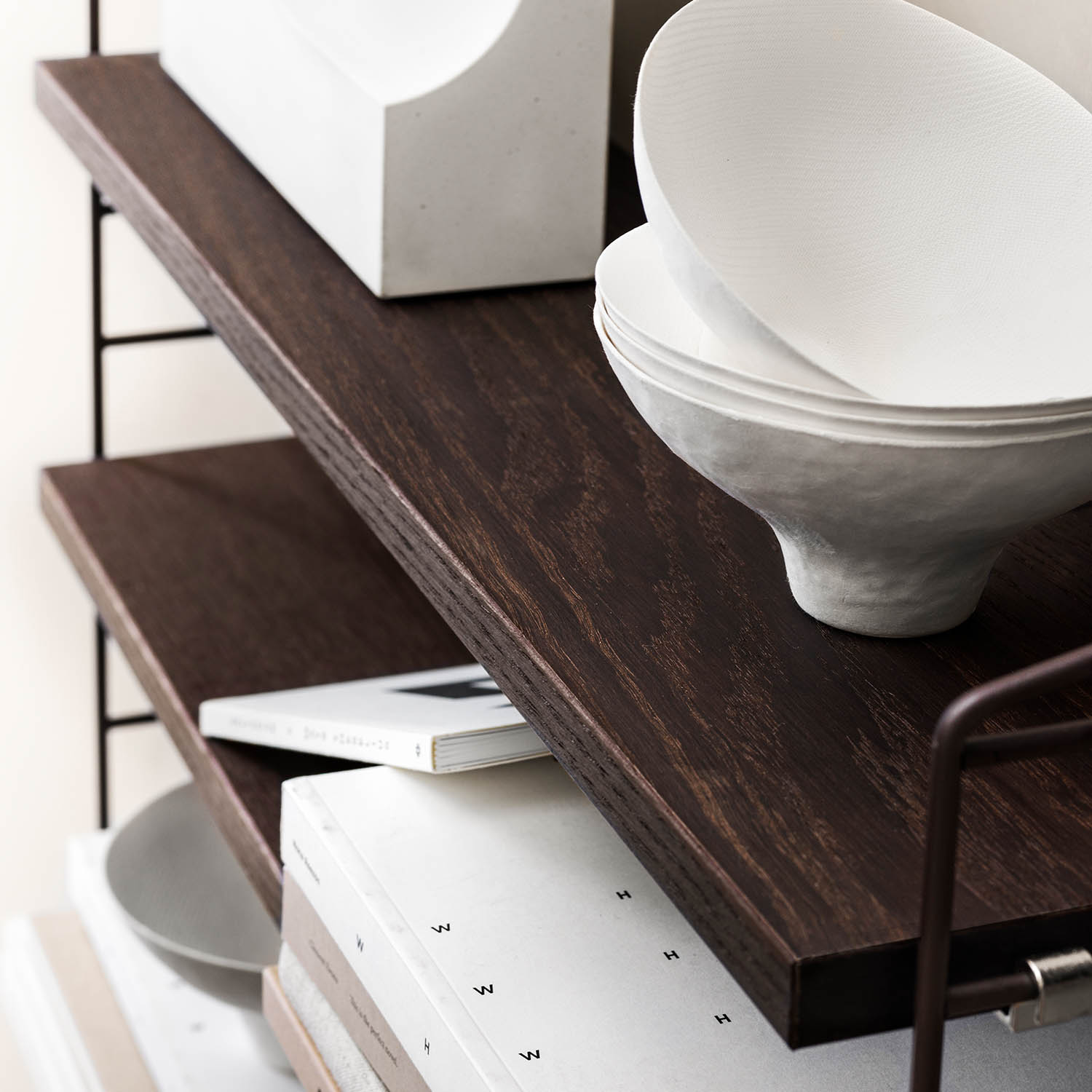 string pocket oiled smoked oak beige closeup portrait