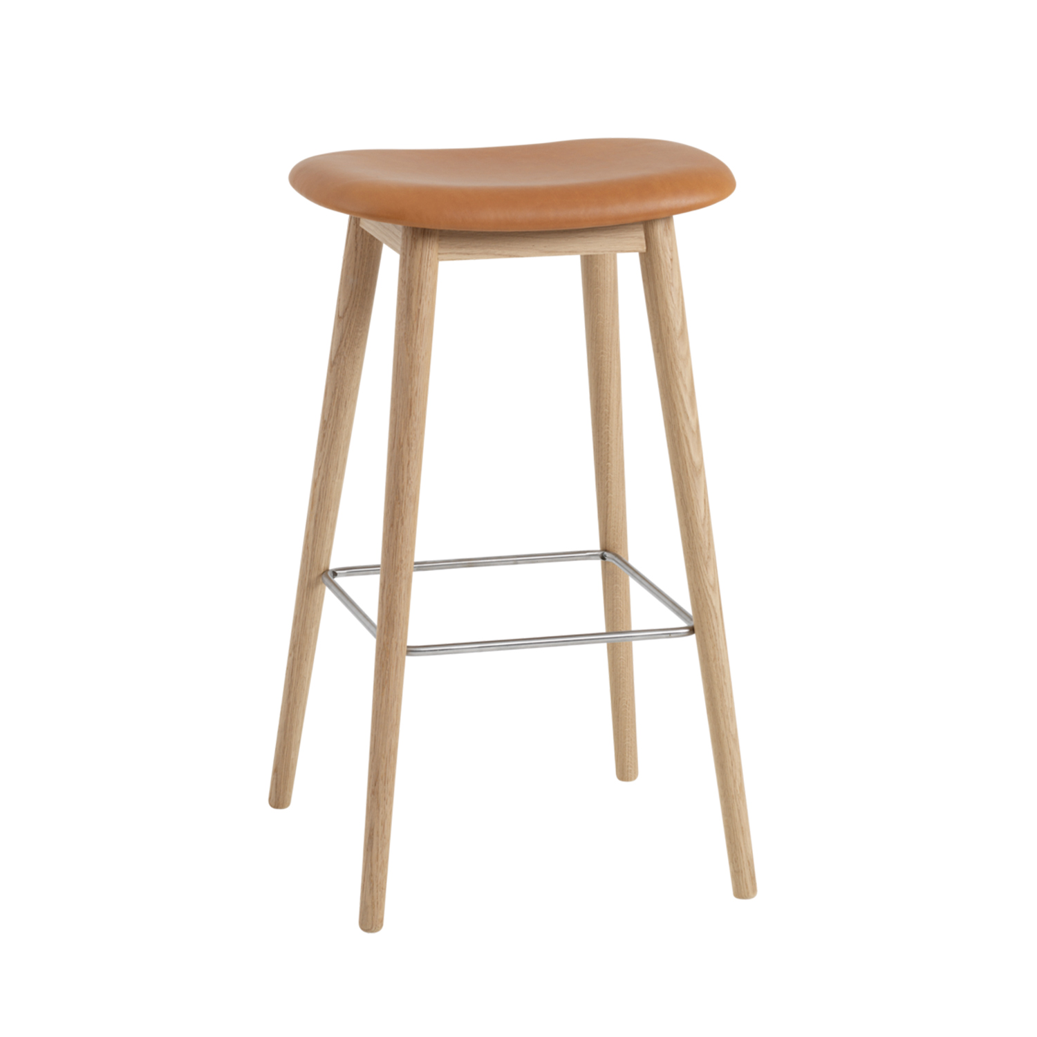 muuto fiber bar stool wood base cognac 83471