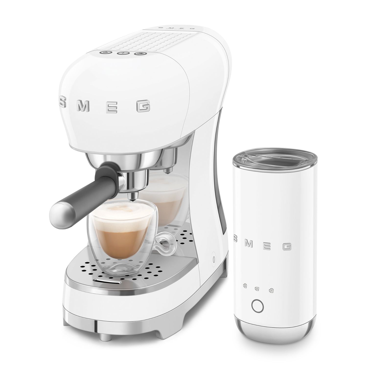 SMEG - Siebträgermaschine und Milchaufschäumer ECF12 weiß