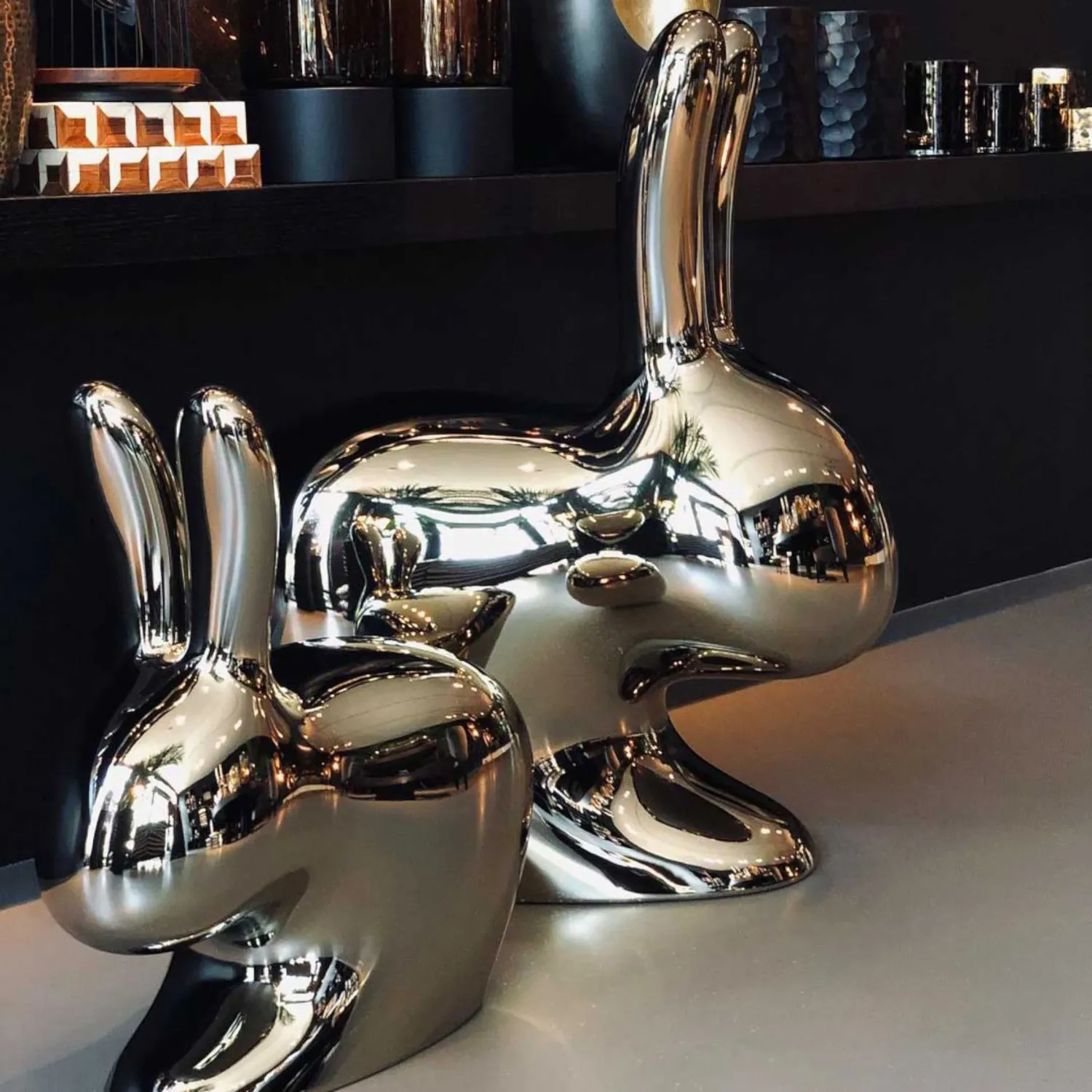 Qeeboo - Rabbit Stuhl Metal Finish silber