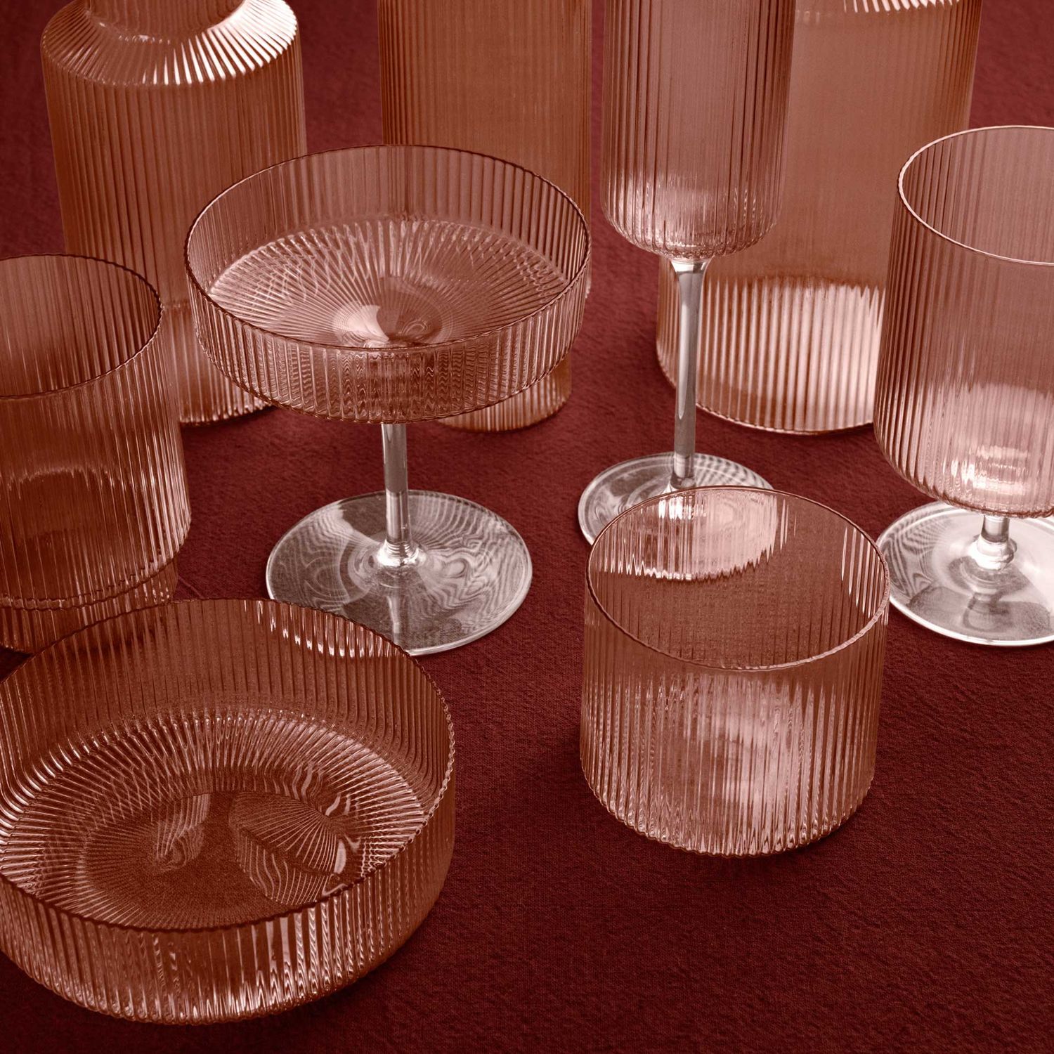 Ferm Living - Ripple 4-er Set Servierschüsseln blush
