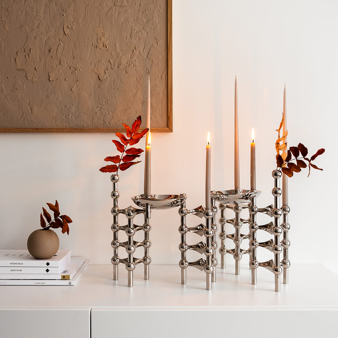 stoff nagel schale  vase kerzenhalter chrom 71924