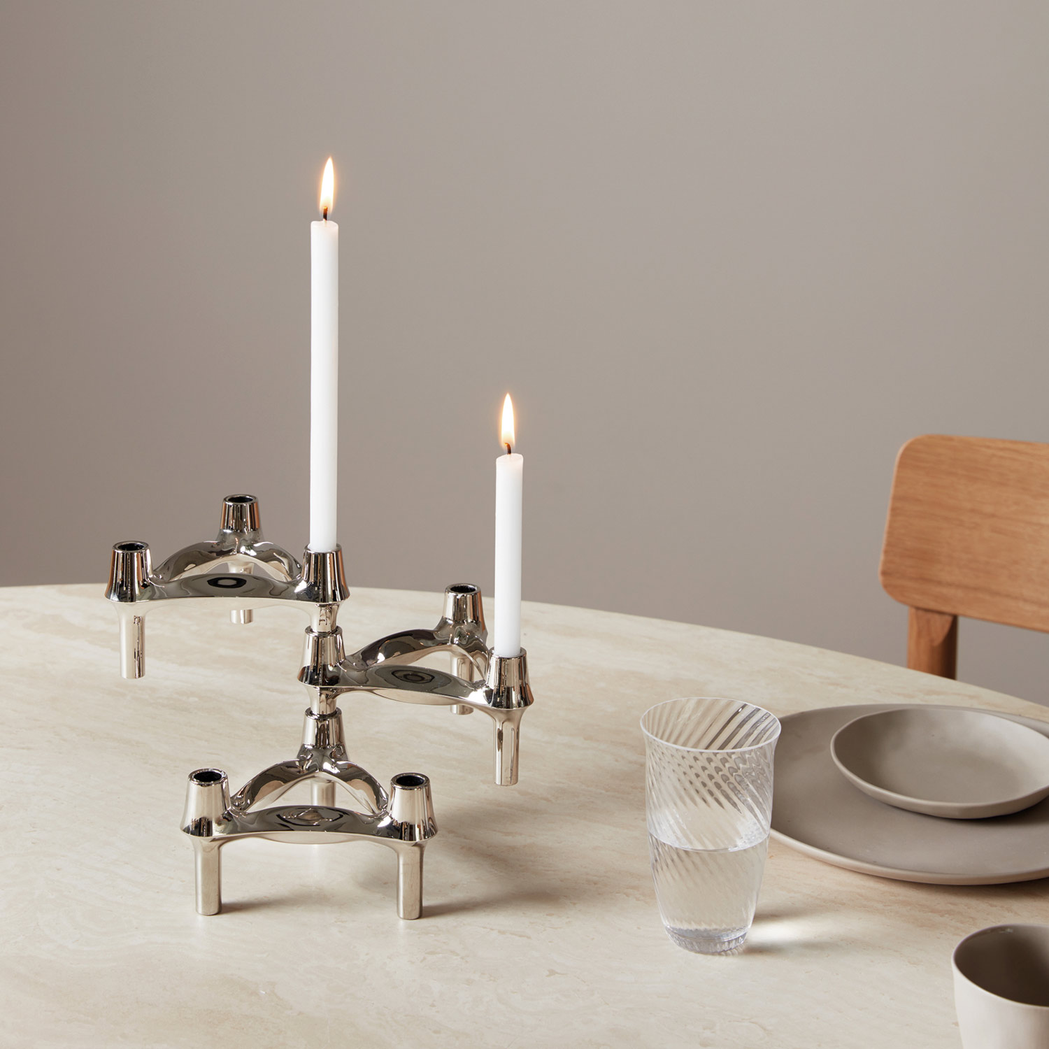 stoff nagel bmf kerzenhalter ambiente tisch chrom kerzen 97090