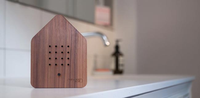 Zwitscherbox Holz im Bad