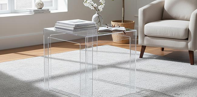 Kartell Tisch Jolly in durchsichtig im Wohnzimmer