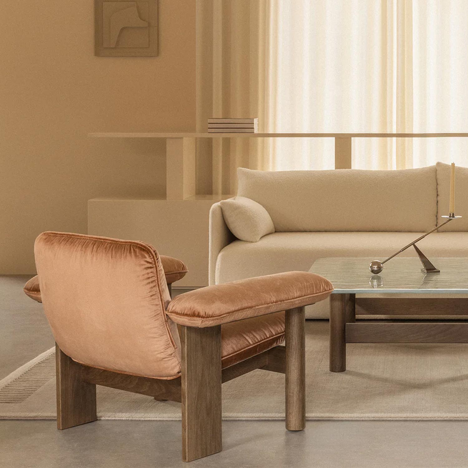 Audo - Brasilia Loungesessel niedrig Walnut/Sahara