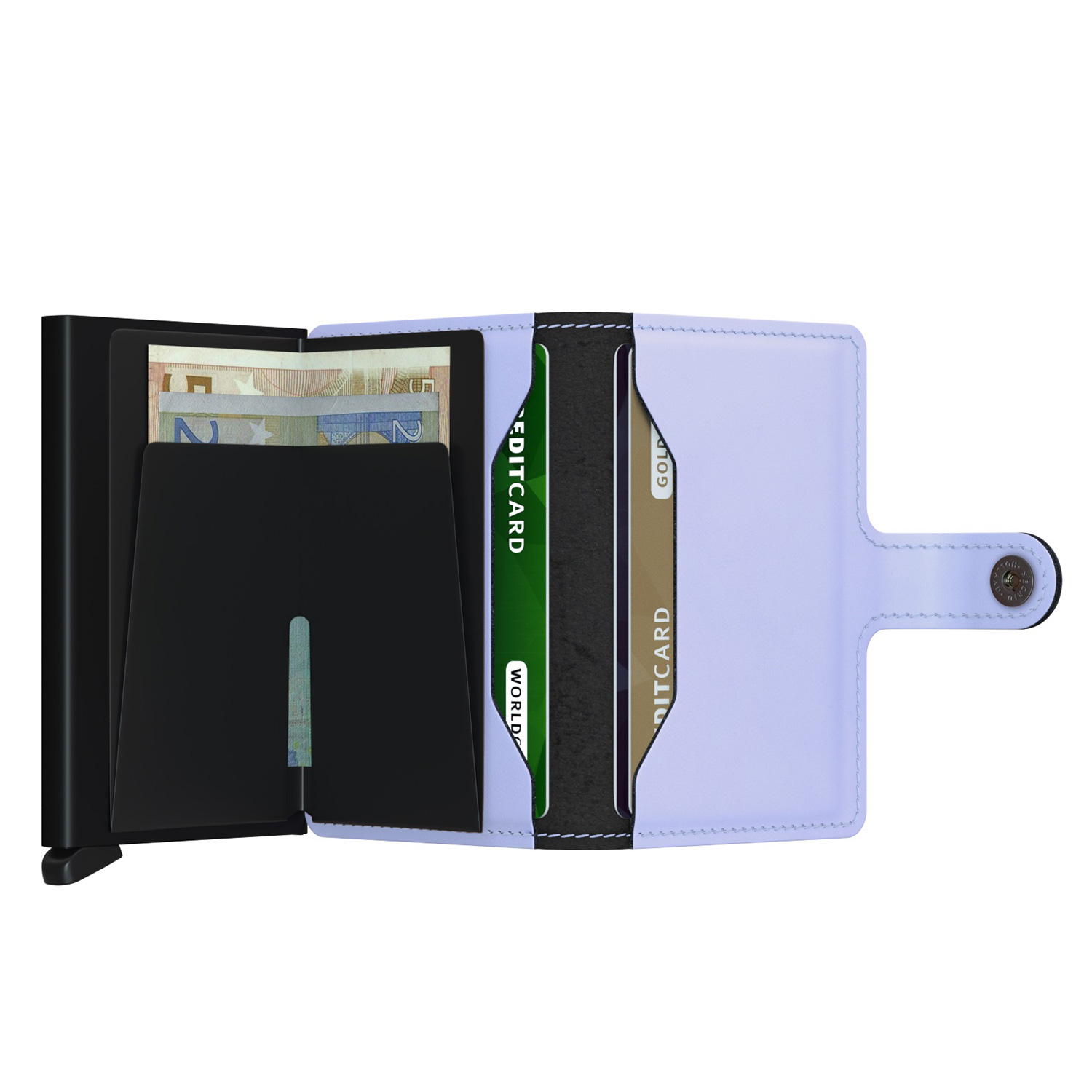 secrid miniwallet matte lila schwarz offen 79036