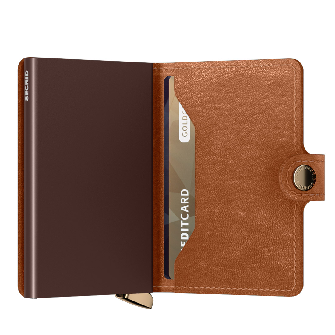 secrid miniwallet Emboss Lines cognac offen 104643