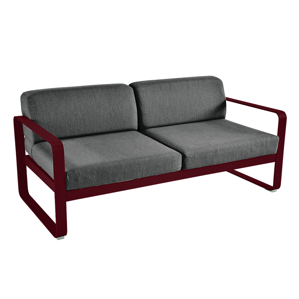 fermob bellevie 2 sitzer schwarzkirsche graphitgrau 88440