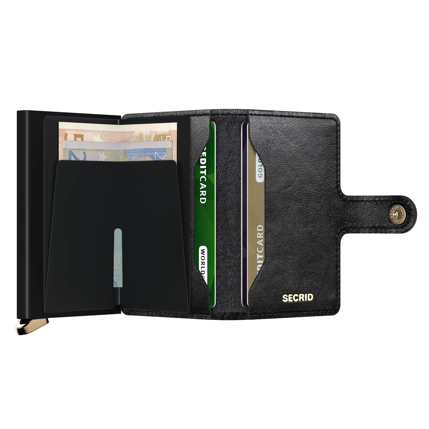 secrid miniwallet Emboss Diamond schwarz offen 105170