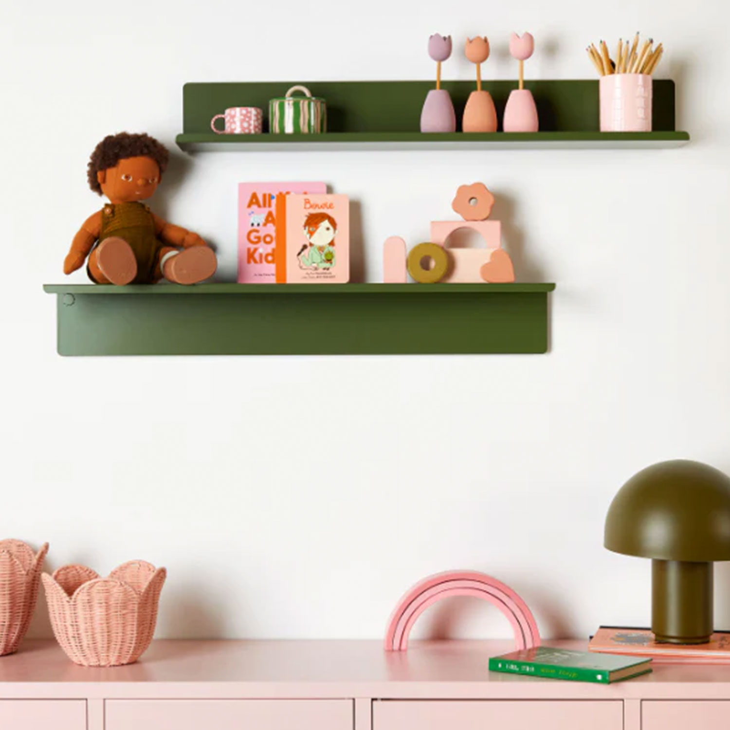 Mustard Madem the ledge shelf large olive Ambiente 104599