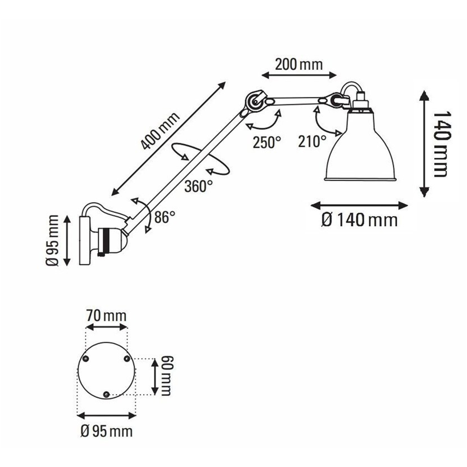 dcw wandleuchte no 304 masse 68235